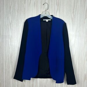 Diane von Furstenberg Black/Blue Colorblock Open Front Paulette Blazer, 2